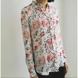 Banana Republic Dillon Shirt, Moira Floral, Pink Red Ivory Botanical, Small